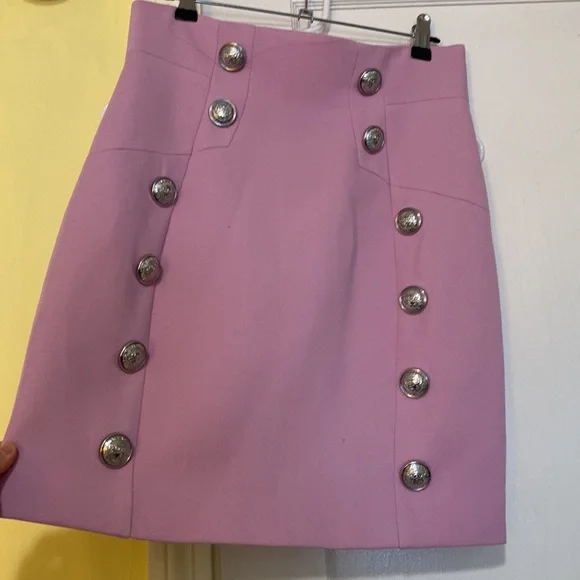 Balmain pink button embellished skirt - Picture 2 of 9